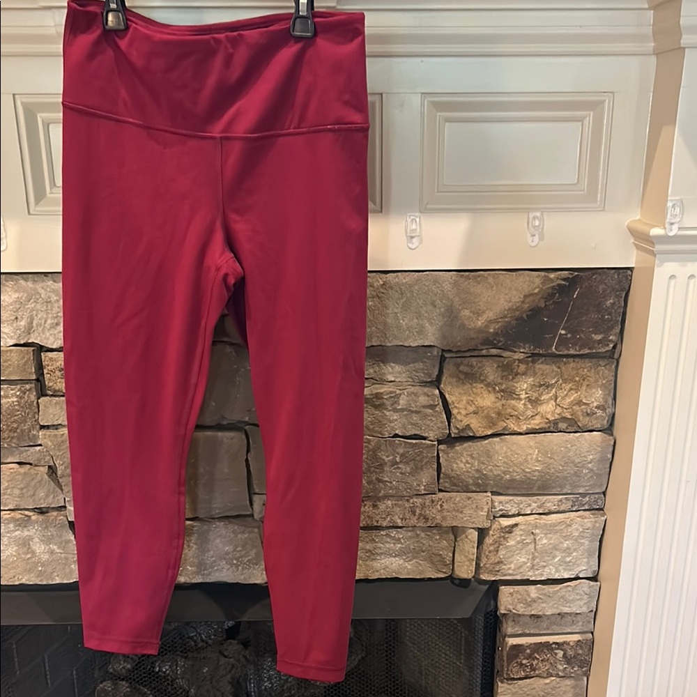 Yogalicious Red High-Rise Leggings with Moisture-Wicking Fabric